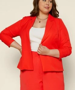 SKIES ARE BLUE Plus Size - Recycled Shirred Sleeve Blazer