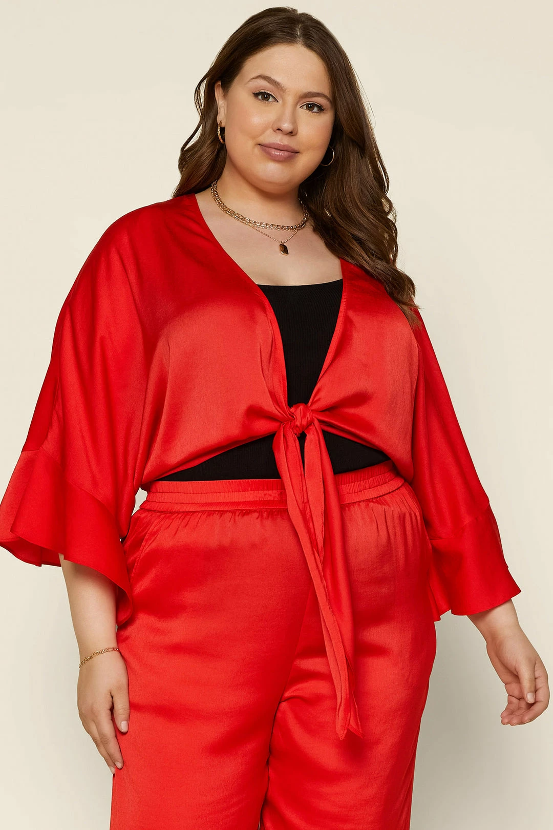 SKIES ARE BLUE Plus Size - Front Tie Kimono Top 3 SKIES ARE BLUE Plus Size - Front Tie Kimono Top