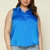 SKIES ARE BLUE Plus Size - Sleeveless Button Down Top