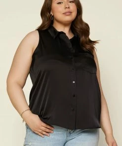 SKIES ARE BLUE Plus Size - Sleeveless Button Down Top New In Plus Size