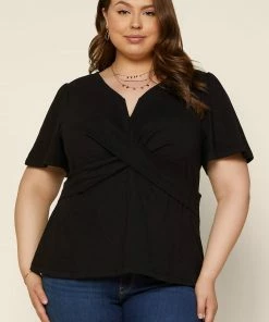 SKIES ARE BLUE New In Plus Size Plus Size - Twisted V-Neck Top