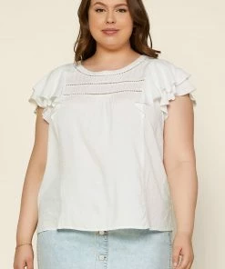 SKIES ARE BLUE Plus Size - Ruffled Lace Detail Top