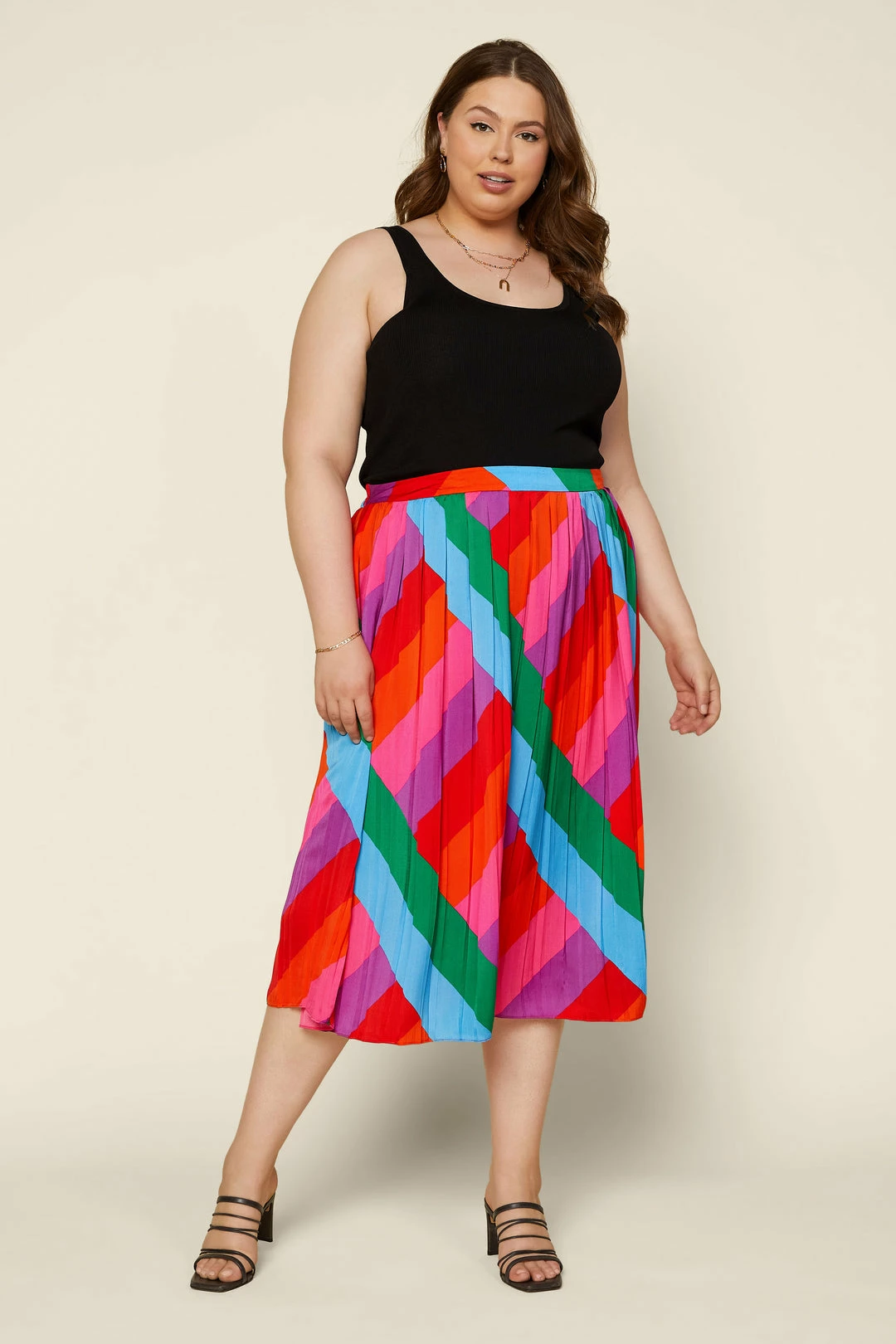 SKIES ARE BLUE Plus Size - Multicolor Pleated Midi Skirt 3 SKIES ARE BLUE Plus Size - Multicolor Pleated Midi Skirt