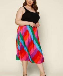 SKIES ARE BLUE Plus Size - Multicolor Pleated Midi Skirt 9 SKIES ARE BLUE Plus Size - Multicolor Pleated Midi Skirt