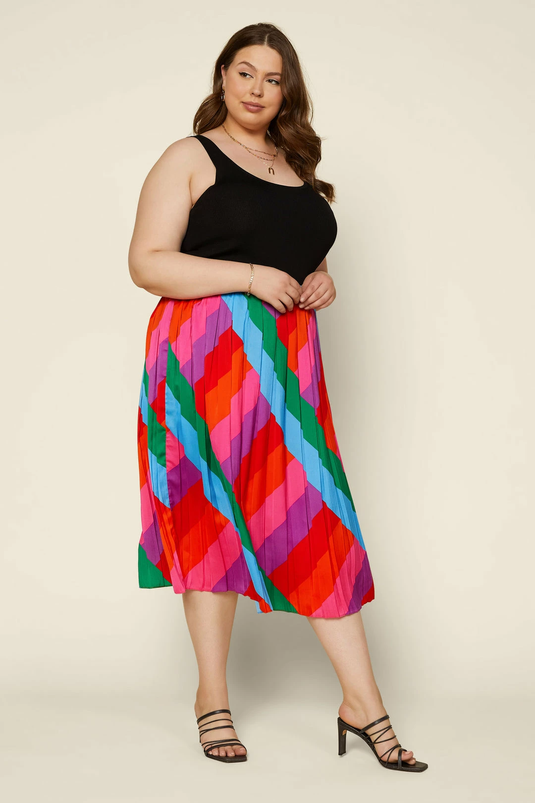 SKIES ARE BLUE Plus Size - Multicolor Pleated Midi Skirt 6 SKIES ARE BLUE Plus Size - Multicolor Pleated Midi Skirt