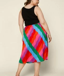 SKIES ARE BLUE Plus Size - Multicolor Pleated Midi Skirt 8 SKIES ARE BLUE Plus Size - Multicolor Pleated Midi Skirt