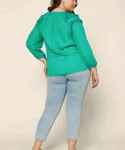 SKIES ARE BLUE Plus Size - Adele Ruffled Split Neck Top 7 SKIES ARE BLUE Plus Size - Adele Ruffled Split Neck Top