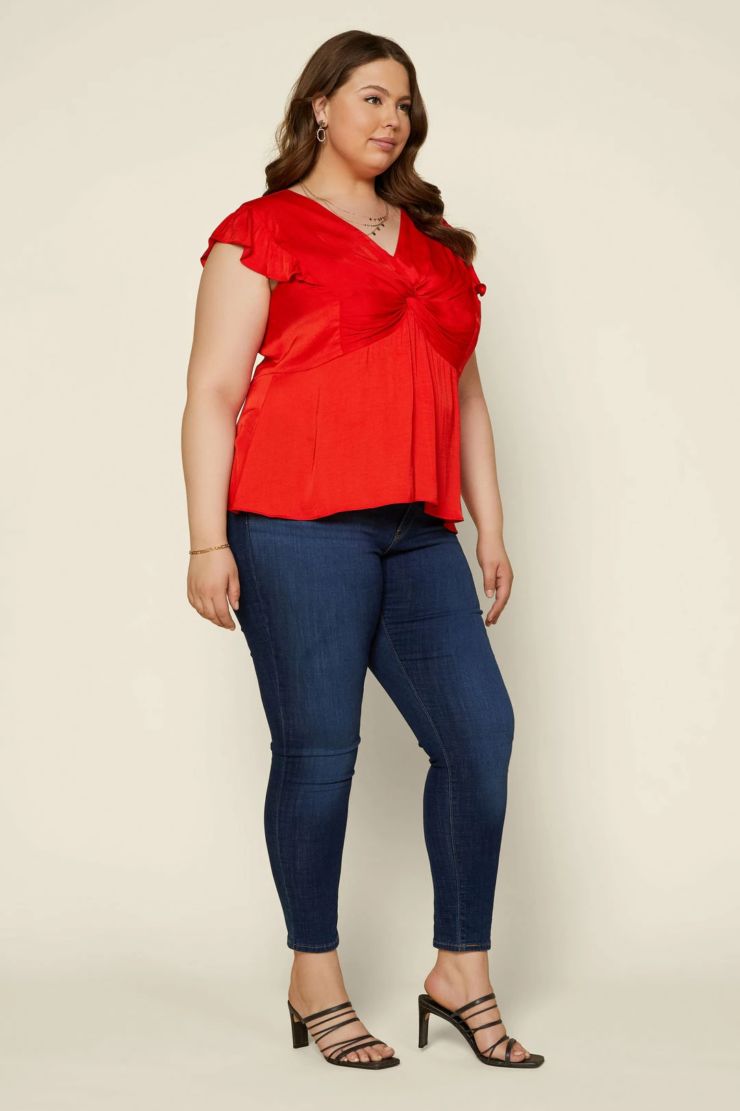 SKIES ARE BLUE Plus Size - Knotted Flutter Sleeve Top 4 SKIES ARE BLUE Plus Size - Knotted Flutter Sleeve Top