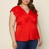 SKIES ARE BLUE Plus Size - Knotted Flutter Sleeve Top