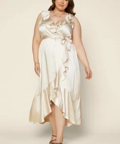 SKIES ARE BLUE Plus Size - Satin Ruffled Maxi Dress 9 SKIES ARE BLUE Plus Size - Satin Ruffled Maxi Dress
