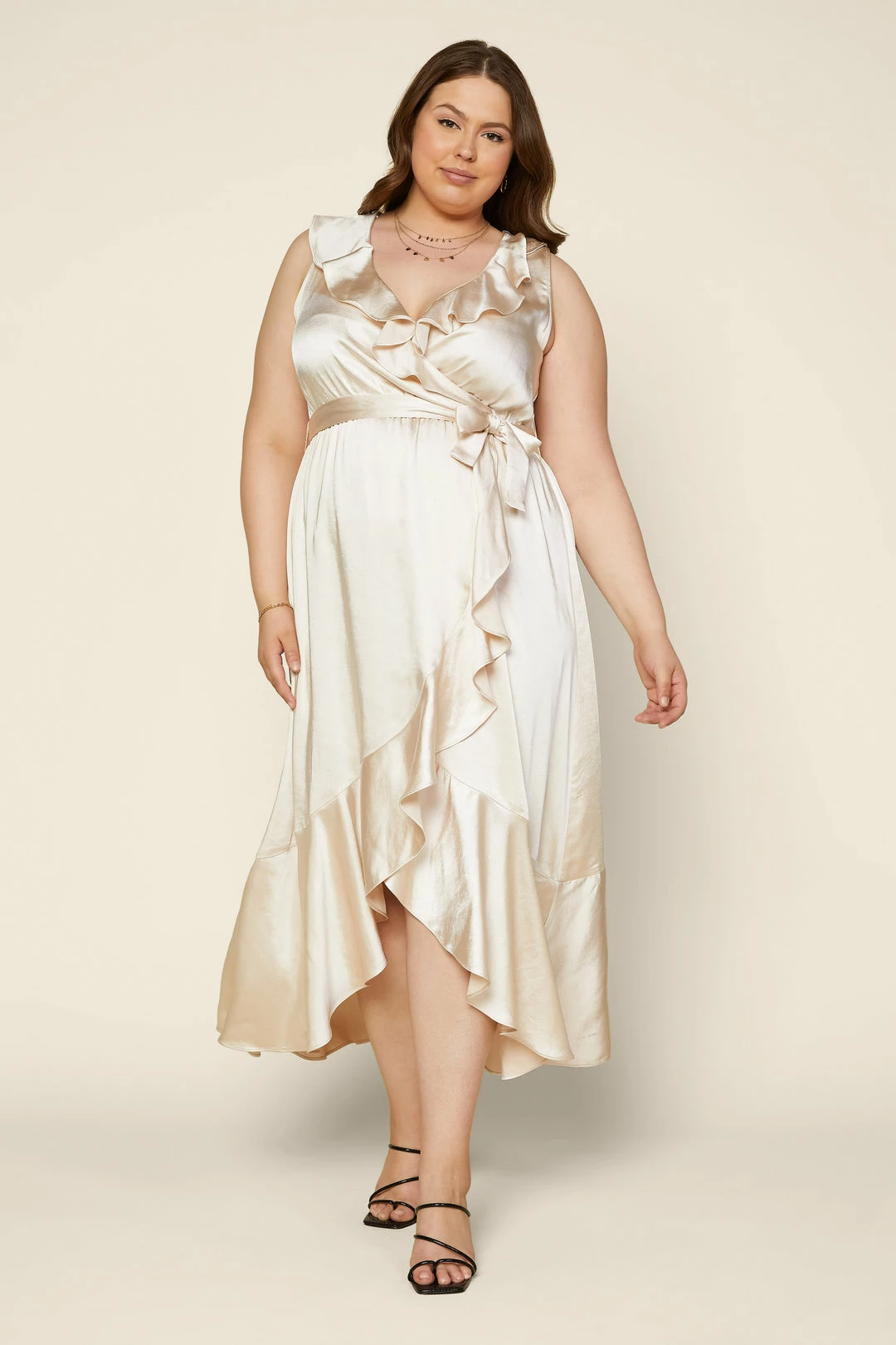 SKIES ARE BLUE Plus Size - Satin Ruffled Maxi Dress 5 SKIES ARE BLUE Plus Size - Satin Ruffled Maxi Dress