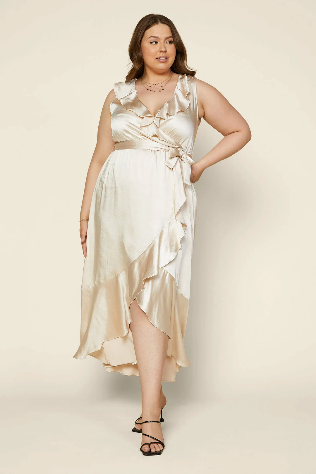 SKIES ARE BLUE Plus Size - Satin Ruffled Maxi Dress 3 SKIES ARE BLUE Plus Size - Satin Ruffled Maxi Dress