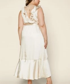 SKIES ARE BLUE Plus Size - Satin Ruffled Maxi Dress 11 SKIES ARE BLUE Plus Size - Satin Ruffled Maxi Dress