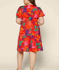 SKIES ARE BLUE Plus Size - Tropical Print Dress New In Plus Size