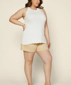 SKIES ARE BLUE Plus Size - Scallop Hem Knit Top New In Plus Size