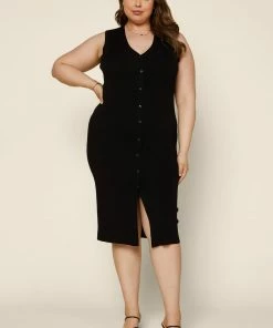 SKIES ARE BLUE Plus Size - Button Down Knit Dress New In Plus Size