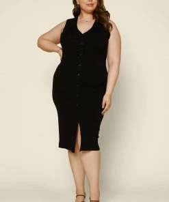 SKIES ARE BLUE Plus Size - Button Down Knit Dress New In Plus Size