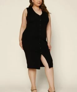 SKIES ARE BLUE Plus Size - Button Down Knit Dress New In Plus Size