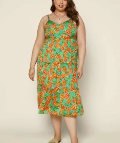 SKIES ARE BLUE Plus Size - Tropical Print Maxi Dress New In Plus Size