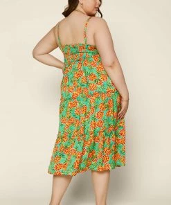 SKIES ARE BLUE Plus Size - Tropical Print Maxi Dress New In Plus Size