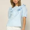 SKIES ARE BLUE Striped Ruffle Detail Top New In Clothing