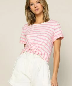 SKIES ARE BLUE Striped Twist Front Top