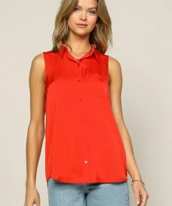 SKIES ARE BLUE New In Clothing Sleeveless Button Down Top