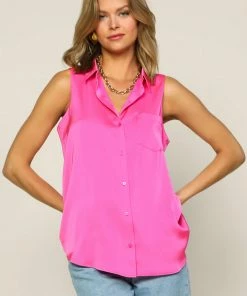 SKIES ARE BLUE Sleeveless Button Down Top New In Clothing