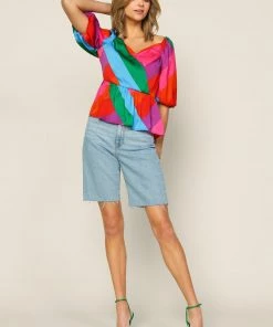 SKIES ARE BLUE Multicolor Peplum Top Tops 10 SKIES ARE BLUE Multicolor Peplum Top Tops