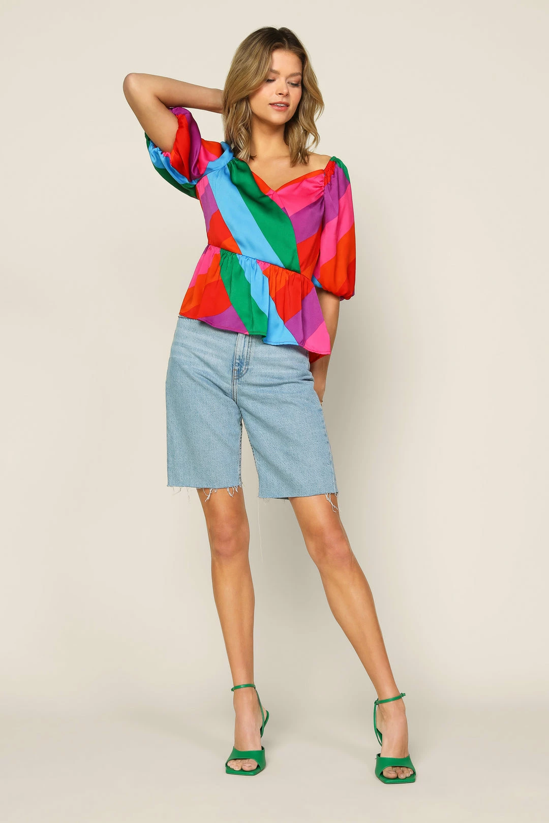 SKIES ARE BLUE Multicolor Peplum Top Tops 6 SKIES ARE BLUE Multicolor Peplum Top Tops