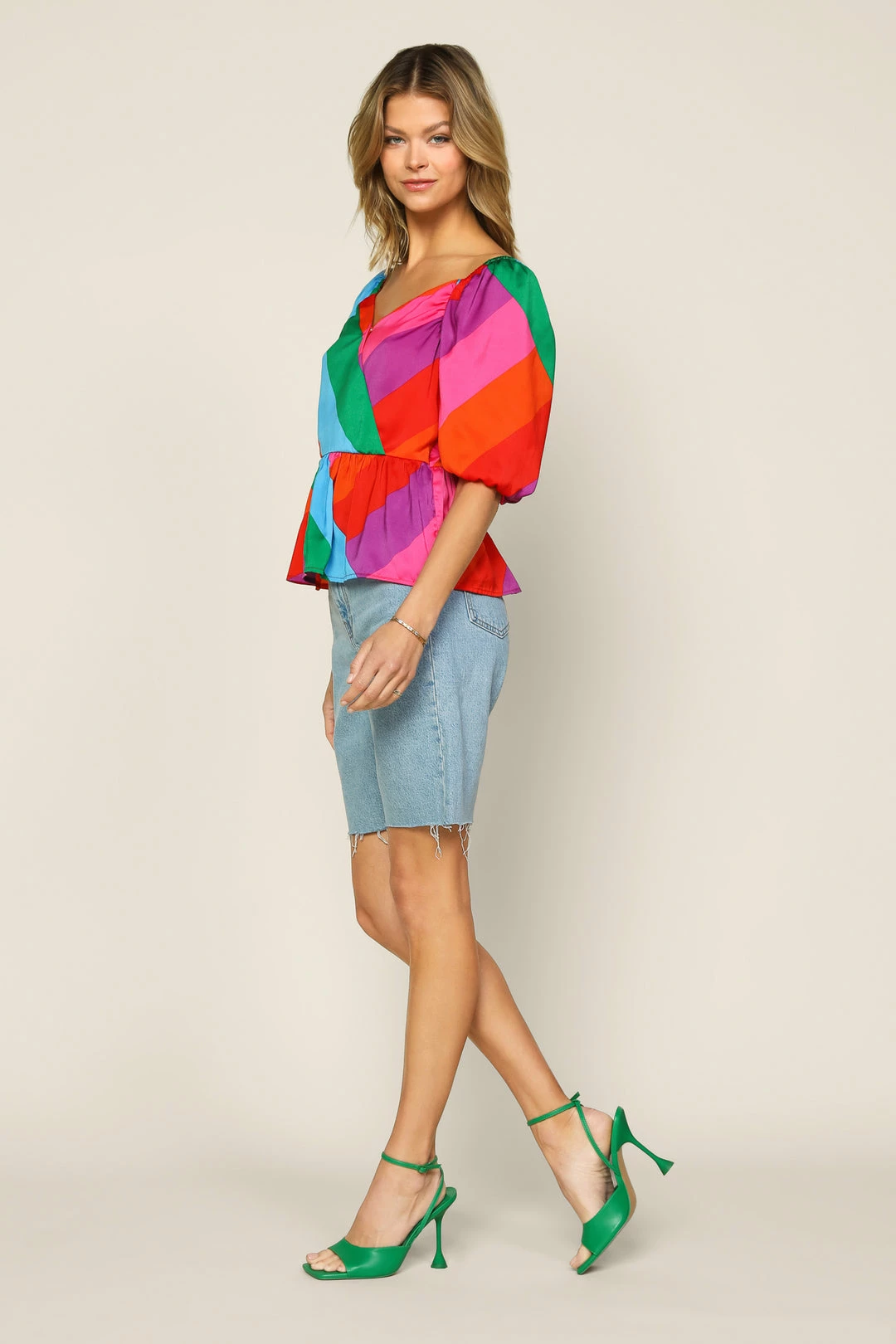 SKIES ARE BLUE Multicolor Peplum Top Tops 4 SKIES ARE BLUE Multicolor Peplum Top Tops