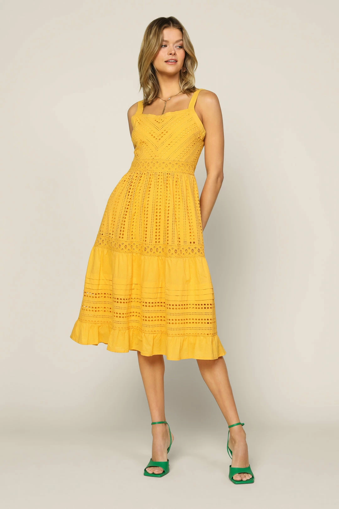 SKIES ARE BLUE Sleeveless Eyelet Midi Dress 4 SKIES ARE BLUE Sleeveless Eyelet Midi Dress