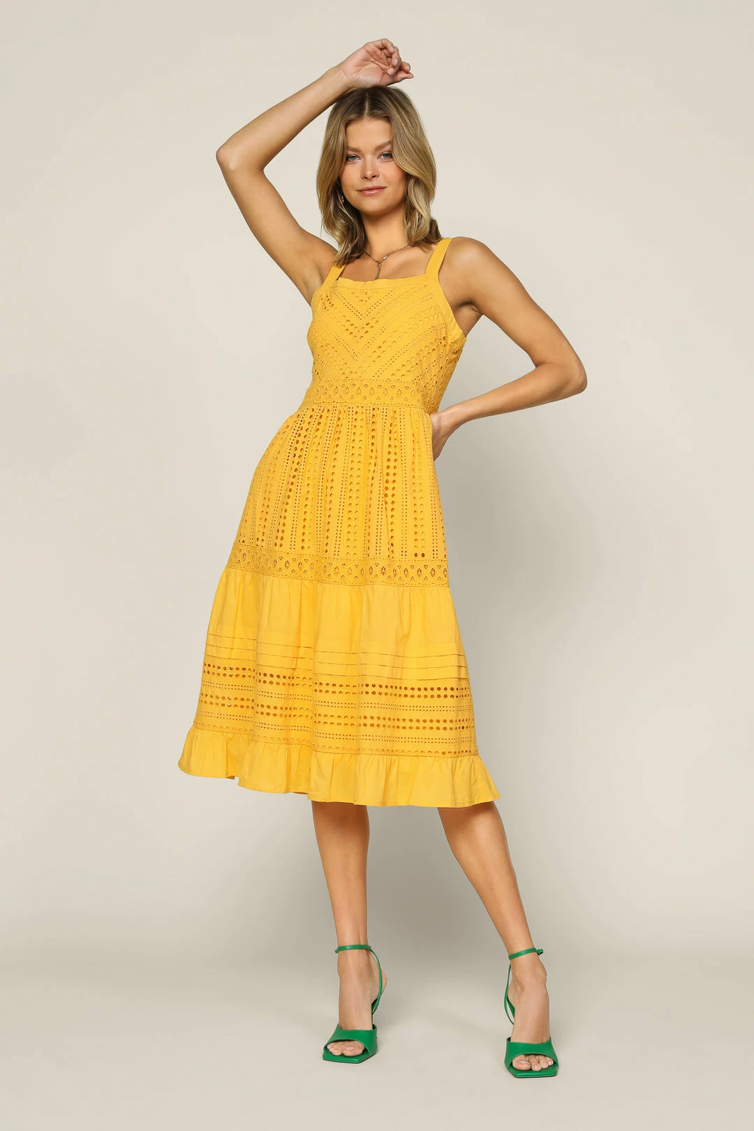 SKIES ARE BLUE Sleeveless Eyelet Midi Dress 6 SKIES ARE BLUE Sleeveless Eyelet Midi Dress