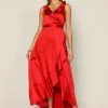 SKIES ARE BLUE Satin Ruffled Maxi Dress New In Clothing 1 SKIES ARE BLUE Satin Ruffled Maxi Dress New In Clothing