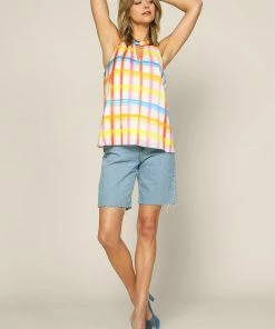SKIES ARE BLUE New In Clothing Multi Plaid Halter Top 10 SKIES ARE BLUE New In Clothing Multi Plaid Halter Top