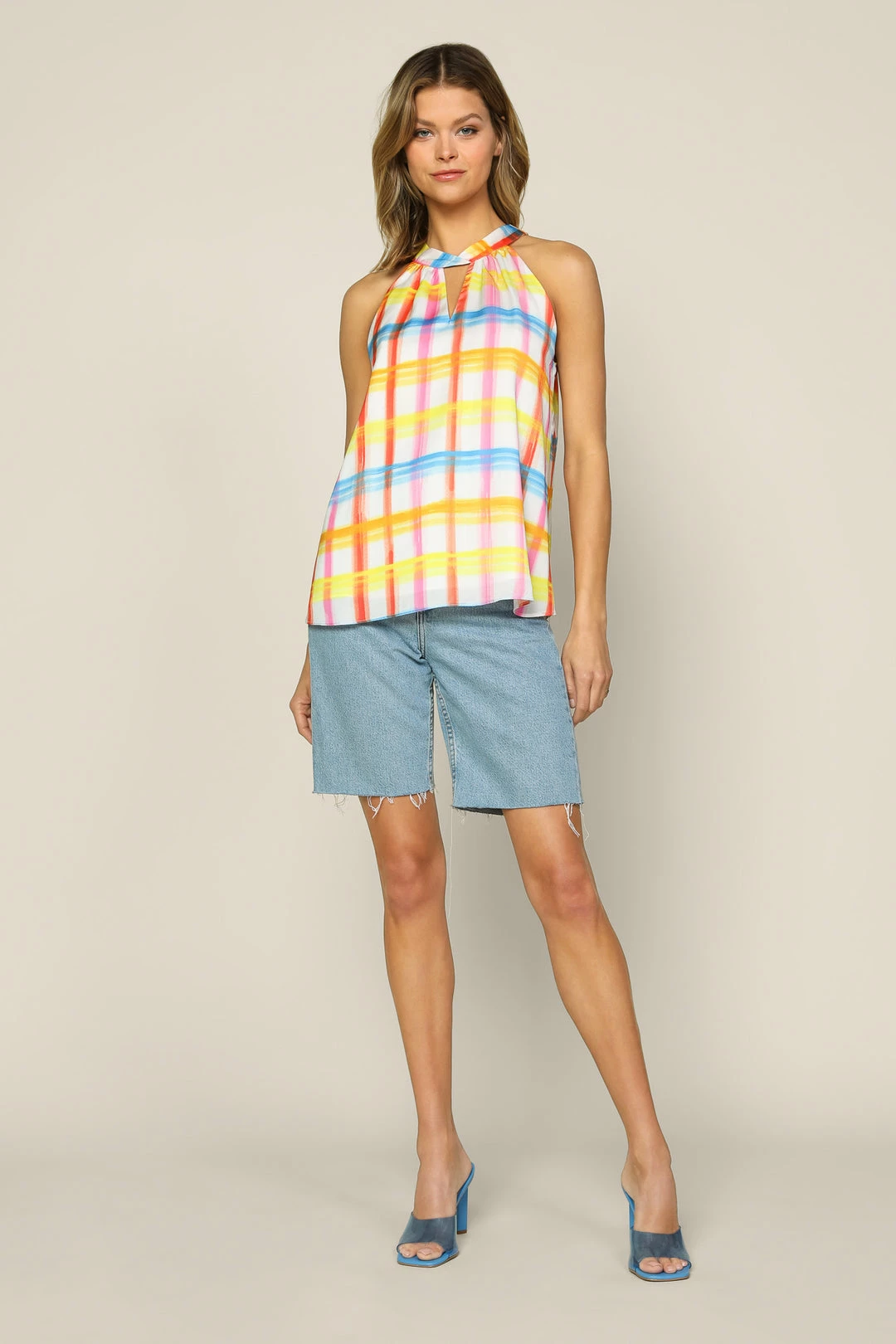 SKIES ARE BLUE New In Clothing Multi Plaid Halter Top 7 SKIES ARE BLUE New In Clothing Multi Plaid Halter Top