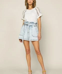 SKIES ARE BLUE Paperbag Denim Shorts New In Clothing