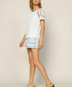 SKIES ARE BLUE New In Clothing Lace Detail Knit Top