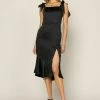 SKIES ARE BLUE Satin Shoulder Tie Midi Dress 2 SKIES ARE BLUE Satin Shoulder Tie Midi Dress