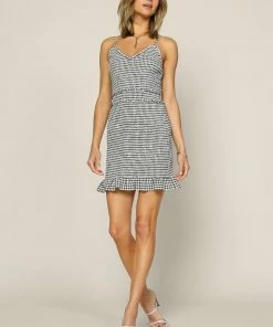 SKIES ARE BLUE Smocked Gingham Mini Dress