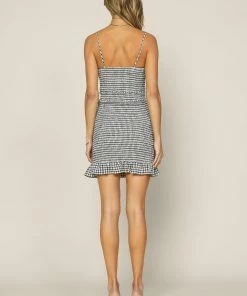 SKIES ARE BLUE Smocked Gingham Mini Dress