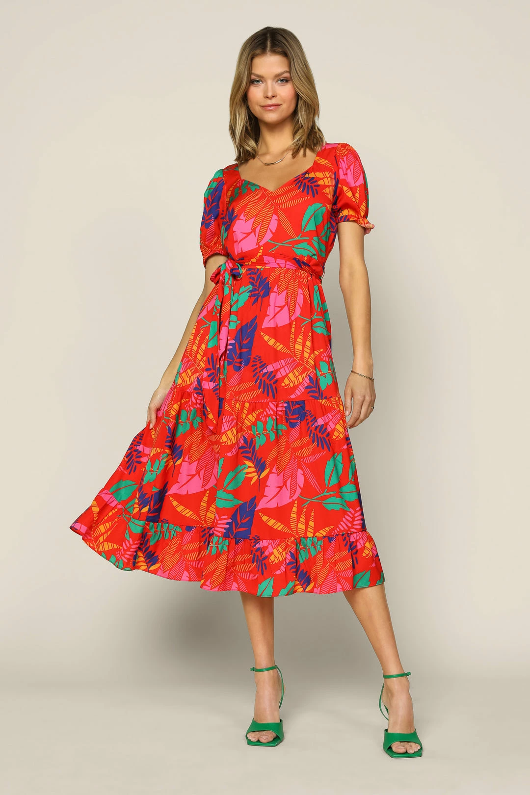 SKIES ARE BLUE Tropical Print Midi Dress New In Clothing 4 SKIES ARE BLUE Tropical Print Midi Dress New In Clothing