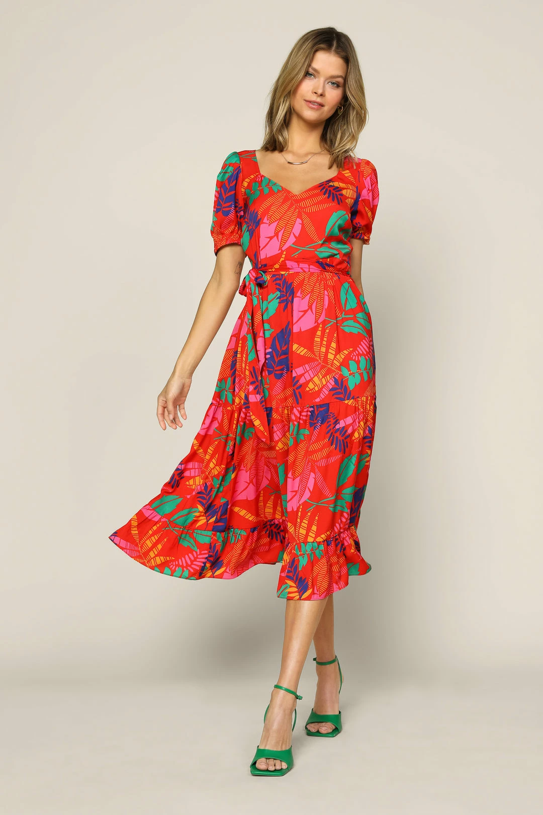 SKIES ARE BLUE Tropical Print Midi Dress New In Clothing 7 SKIES ARE BLUE Tropical Print Midi Dress New In Clothing