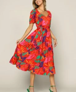 SKIES ARE BLUE Tropical Print Midi Dress New In Clothing 11 SKIES ARE BLUE Tropical Print Midi Dress New In Clothing