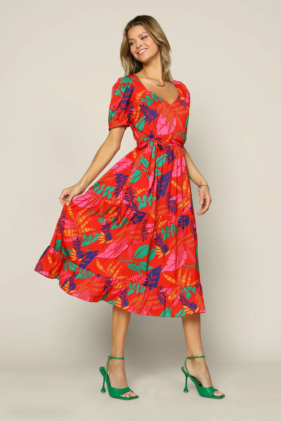 SKIES ARE BLUE Tropical Print Midi Dress New In Clothing 6 SKIES ARE BLUE Tropical Print Midi Dress New In Clothing