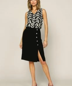 SKIES ARE BLUE Button Down Midi Skirt