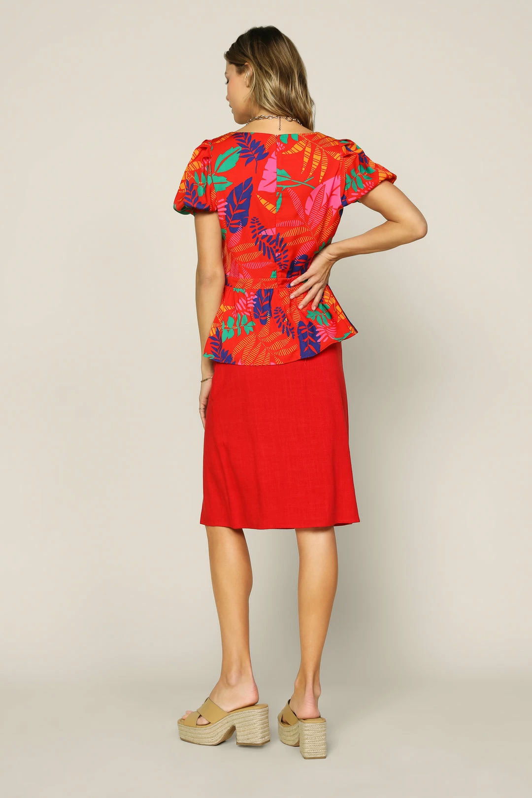 SKIES ARE BLUE New In Clothing Tropical Print Peplum Top 5 SKIES ARE BLUE New In Clothing Tropical Print Peplum Top