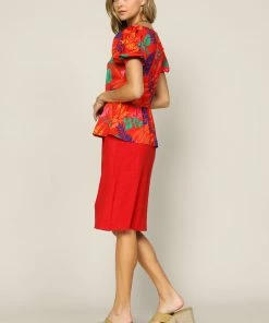 SKIES ARE BLUE New In Clothing Tropical Print Peplum Top 9 SKIES ARE BLUE New In Clothing Tropical Print Peplum Top