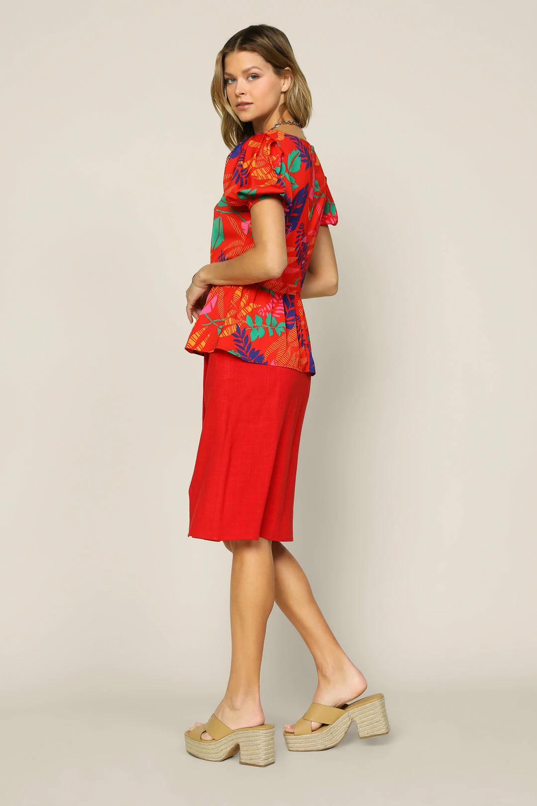 SKIES ARE BLUE New In Clothing Tropical Print Peplum Top 6 SKIES ARE BLUE New In Clothing Tropical Print Peplum Top