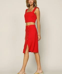 SKIES ARE BLUE Button Down Midi Skirt 8 SKIES ARE BLUE Button Down Midi Skirt